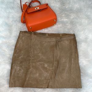 Helmut Lang Lamb Leather Brown Mini Skirt size 2